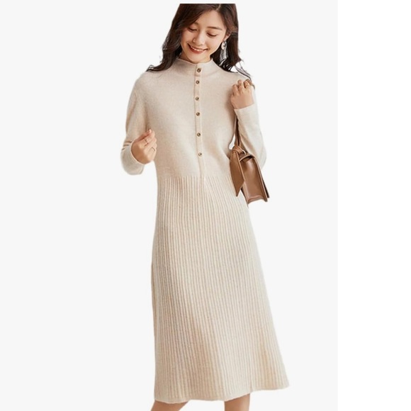 REVOLVE Dresses & Skirts - Cashmere Cream Ribbed long sleeve midi Dress